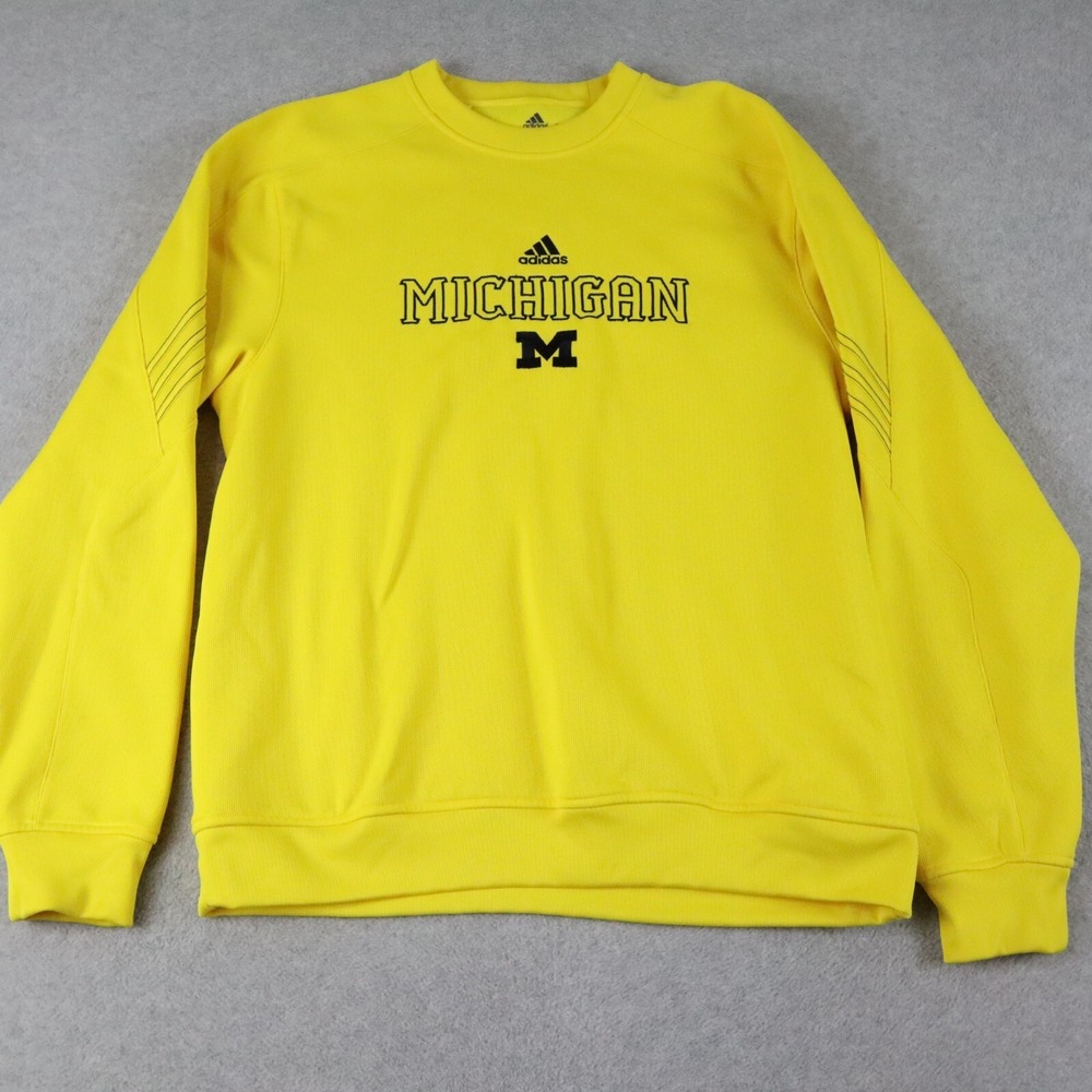 Michigan Wolverines Sweatshirt Mens Large Adidas Climawarm Pullover Fleece